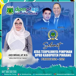 Kepala DPMPTSP Pinrang Andi Mirani Ucapkan Selamat atas Pelantikan Ketua DPRD Kabupaten Pinrang